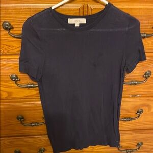 LOFT Navy Fitted Crew Neck Short Sleeve Lightweight Sweater